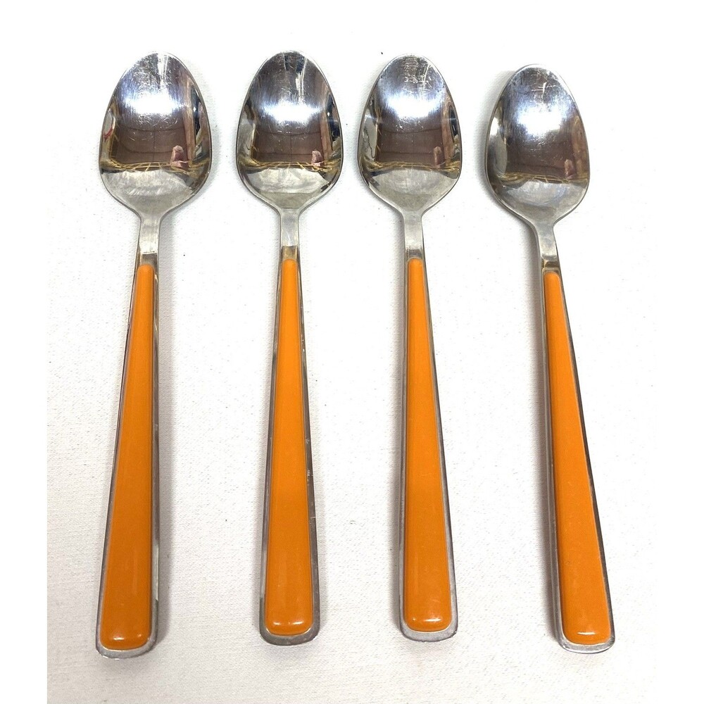 4-Cambridge FIESTA Merengue Flatware, Spoons Tangerine Orange